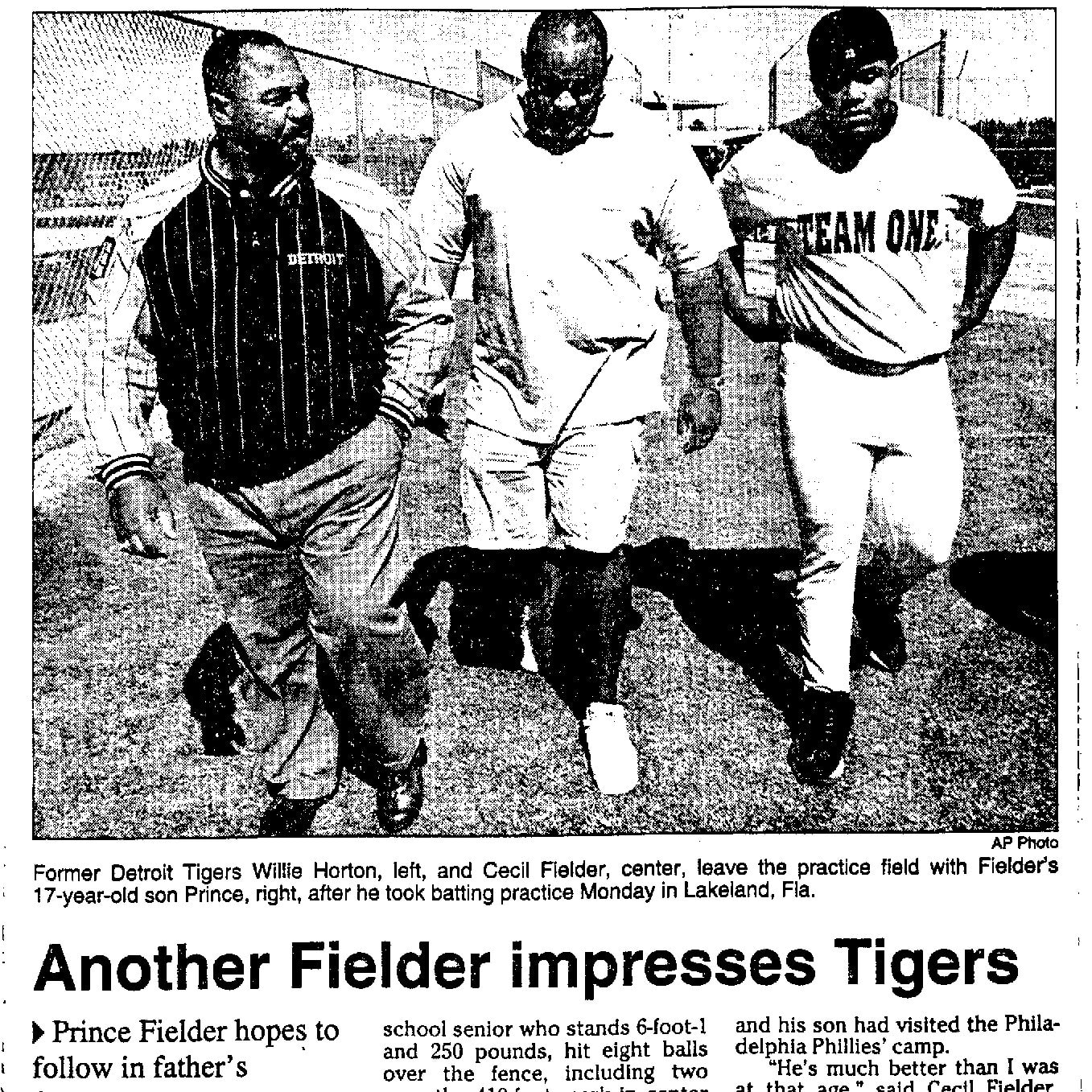 Prince Fielder reps the Team One jersey on his way to a pro workout with his father Cecil Fielder