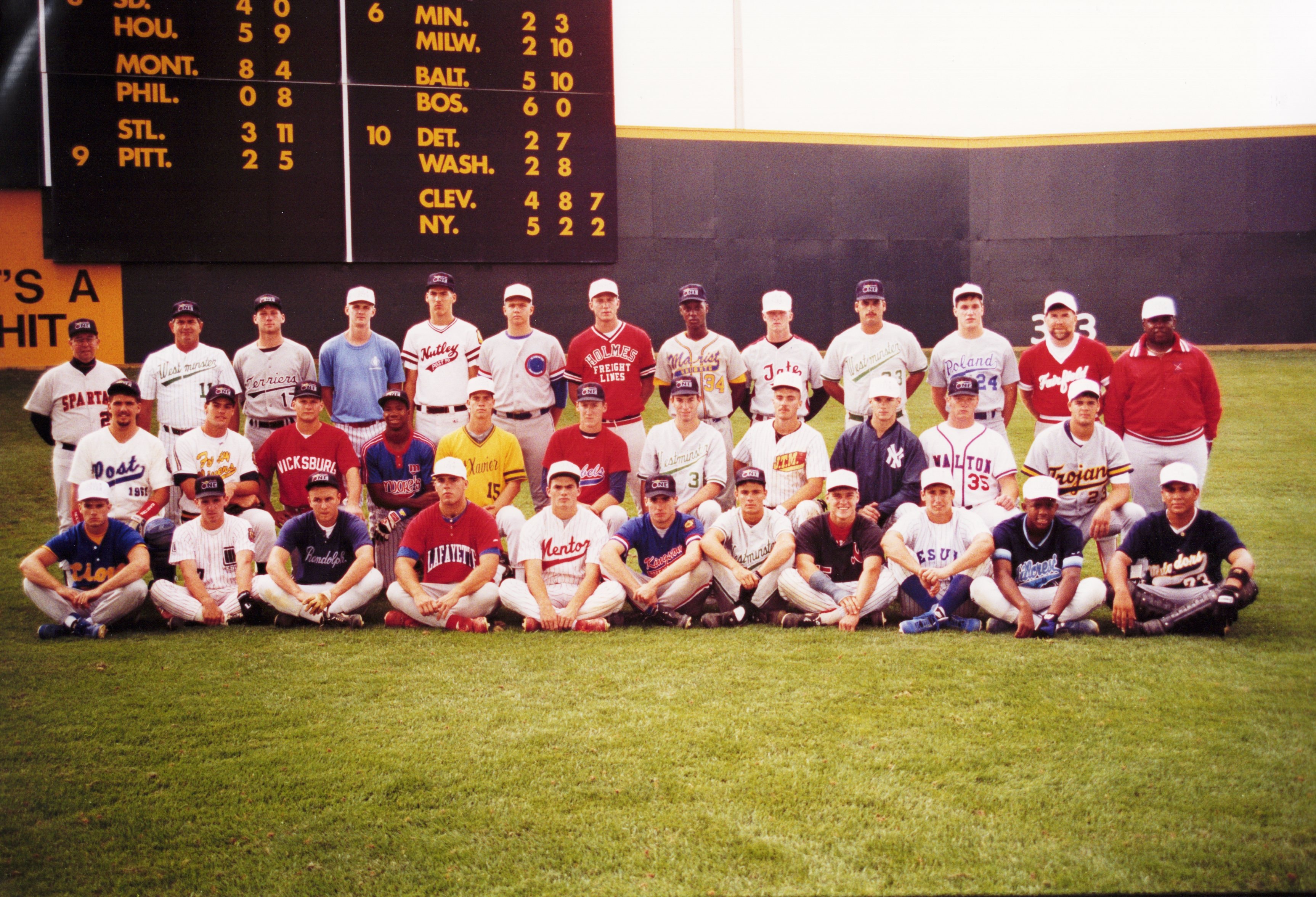 1992 Team One National Showcase team photo at Crosley Field, Blue Ash, Ohio